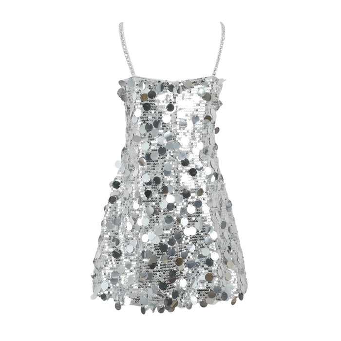 Lola + The Boys Silver Stardust Paillette Dress
