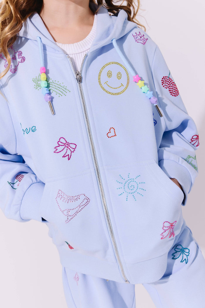 Lola + The Boys Sky Crystal Doodle Joggers Set