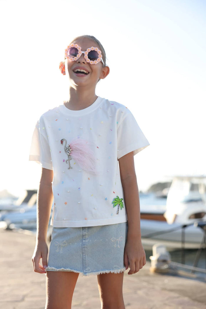 Lola + The Boys 2 Sparkle Flamingo T-shirt