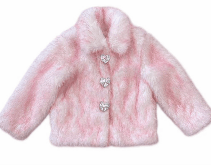 Lola + The Boys Strawberry Swirl Faux Fur Coat