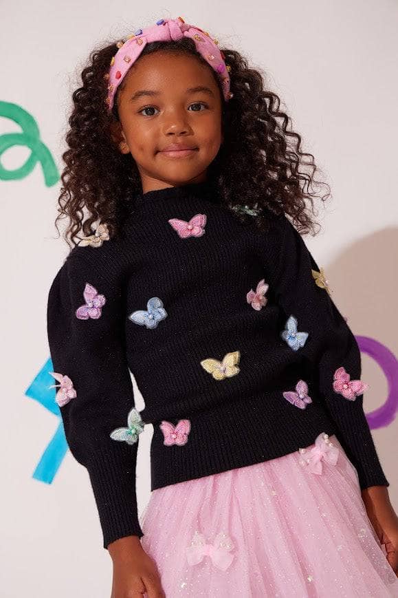 Top BLACK PINK à Perles Et Motif Papillon - Marque NEXT - Taille 18/20 - Neuf Sans étiquettes