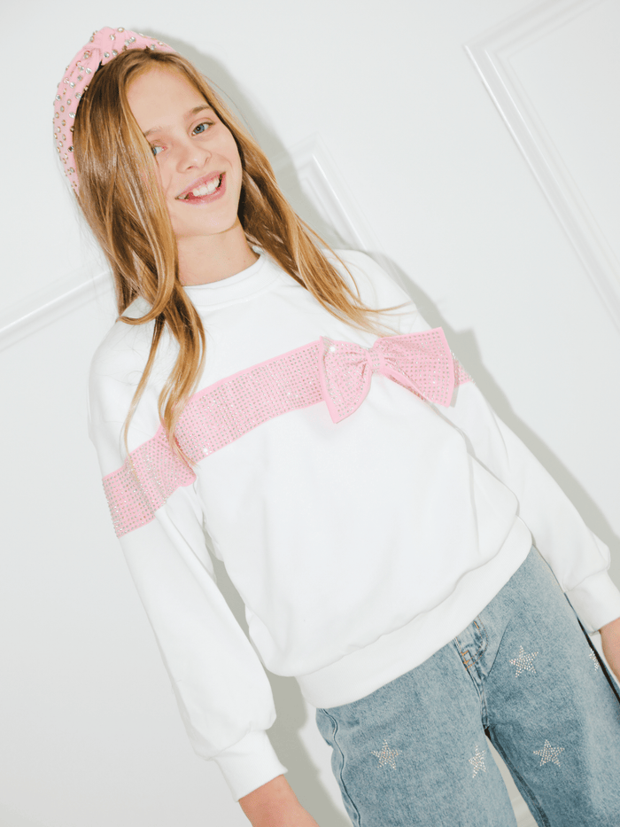 Lola + The Boys Sweaters & Sweatshirts Crystal Bow Sweater
