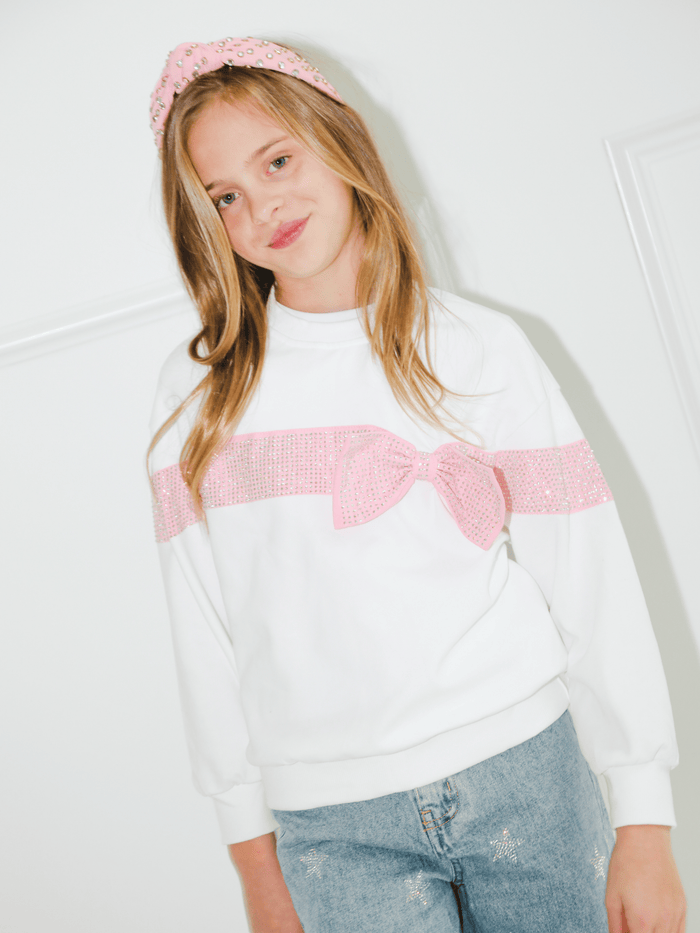 Lola + The Boys Sweaters & Sweatshirts Crystal Bow Sweater