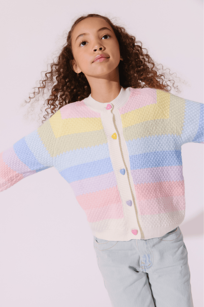 Lola + The Boys Sweaters & Sweatshirts 2 Pastel Rainbow Knit Cardigan