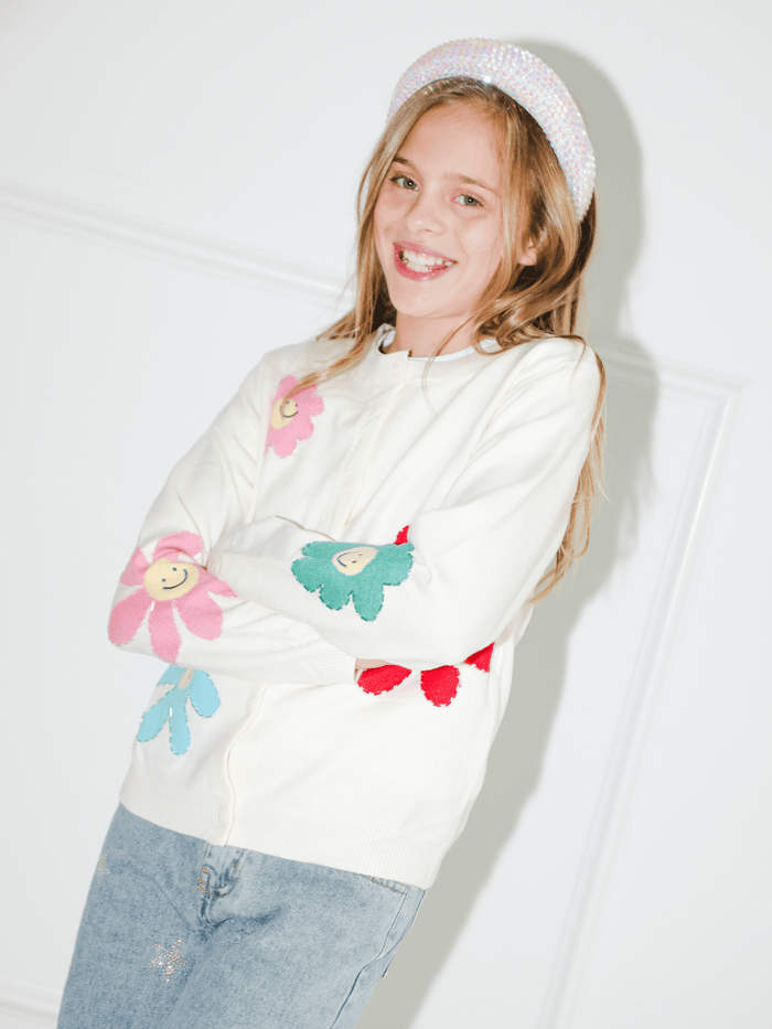 Lola + The Boys Sweaters & Sweatshirts Rainbow Daisy Cardigan