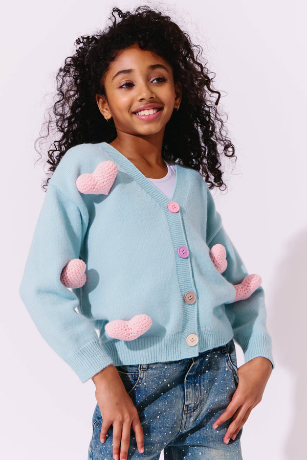 Rainbow Plush Heart Cardigan - Main Image