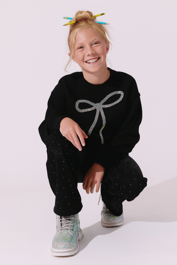 Lola + The Boys Sweaters & Sweatshirts Sparkle Bow Sweatshirt