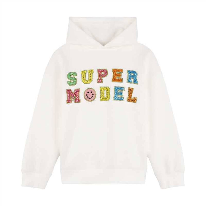 Lola + The Boys Sweaters & Sweatshirts 2 / White Supermodel Gems Hoodie