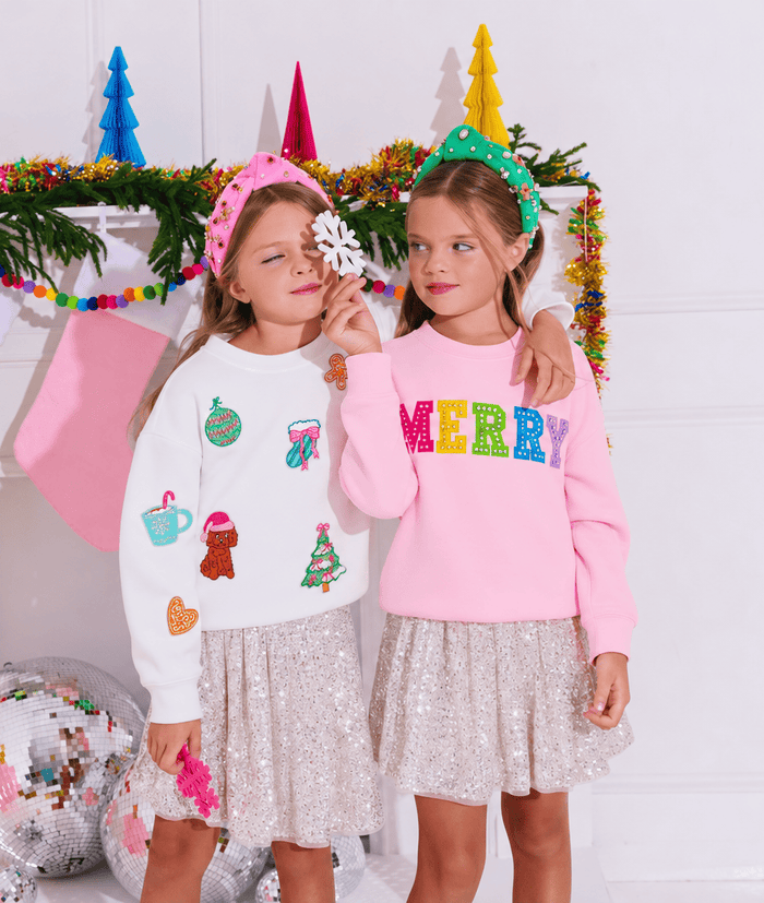 Lola + The Boys Sweaters & Sweatshirts Sweet Holiday Patch Sweatshirt