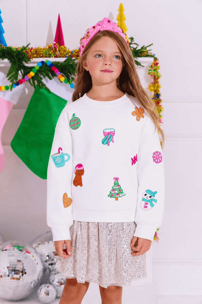 Lola + The Boys Sweaters & Sweatshirts 2 Sweet Holiday Patch Sweatshirt