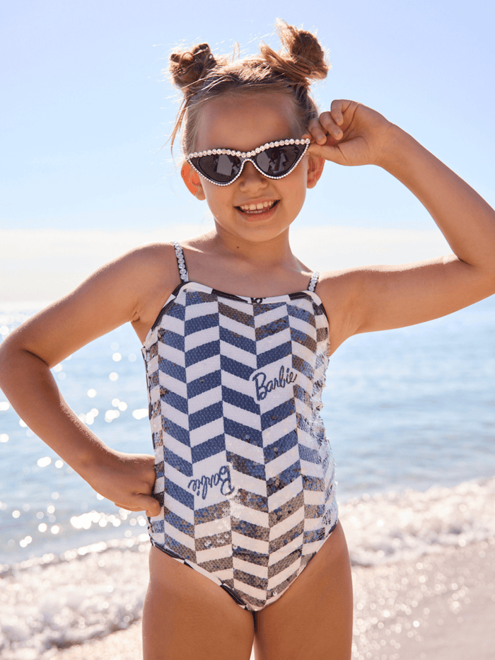 Lola + The Boys Swimwear Classic Barbie Sequin Swimsuit
