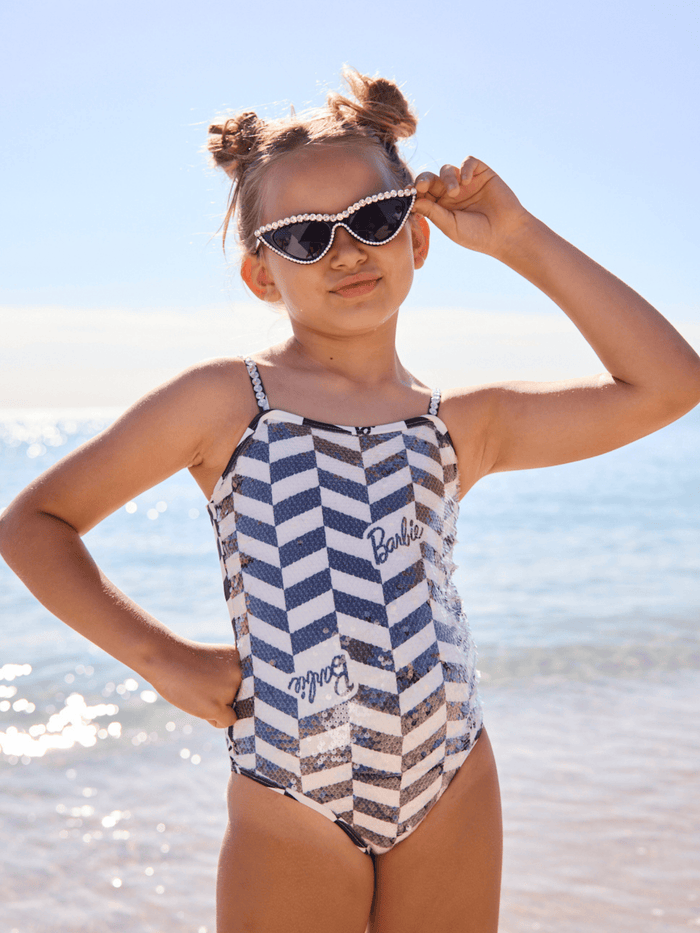 Lola + The Boys Swimwear Classic Barbie Sequin Swimsuit