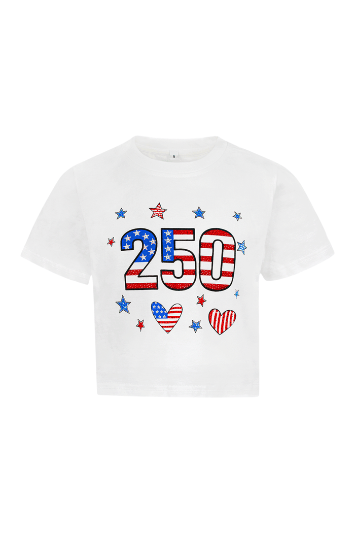 Lola and The Boys Tops 250 Celebration Sparkle Tee