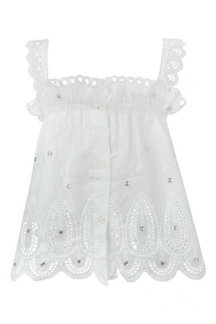 Lola + The Boys Tops Crystal Eyelet Top