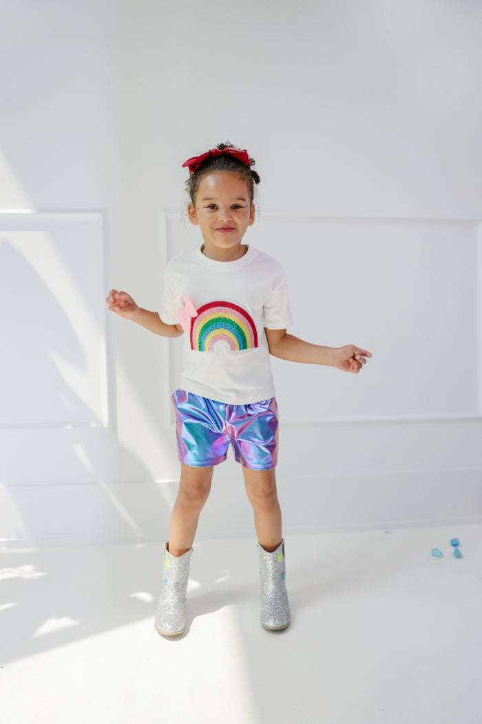 lola-new-arrival Tops 2 Crystal Rainbow Bow T-shirt