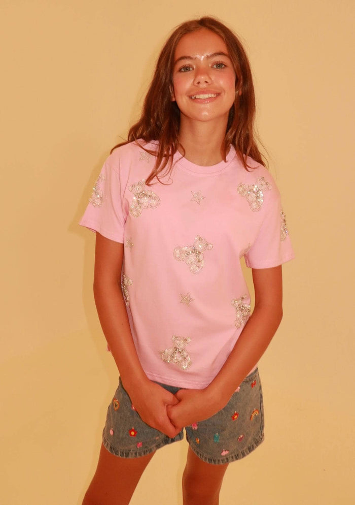 Lola-spring-25 Tops Crystal Teddy Bear T-shirt