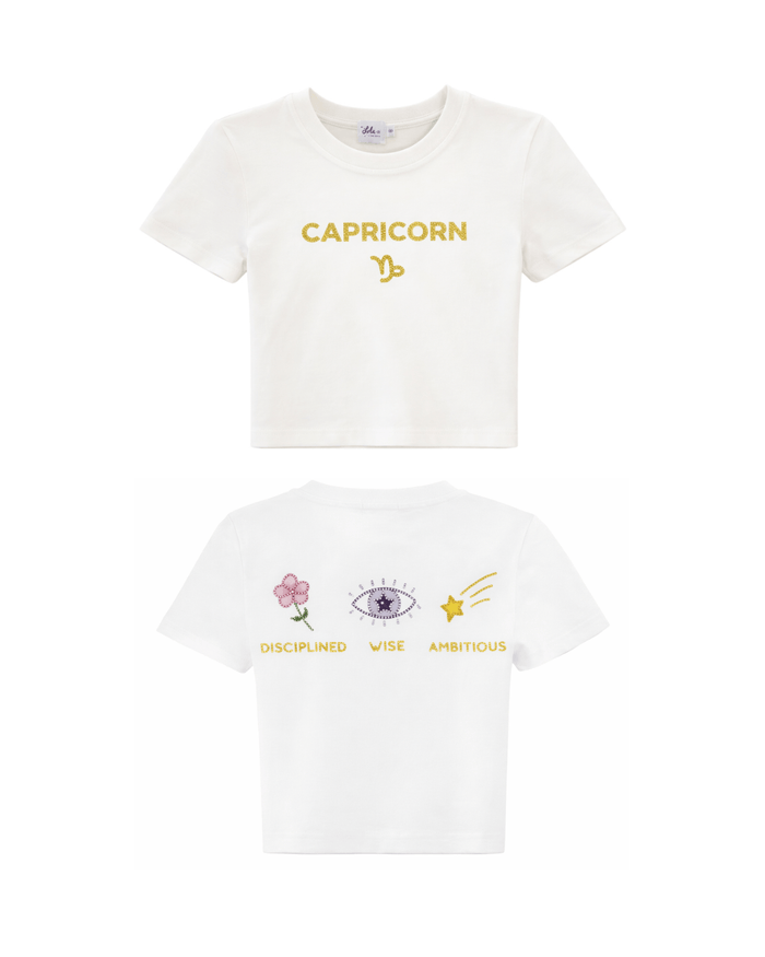 Lola + The Boys Tops Capricorn / XS Crystal Zodiac Baby Tee