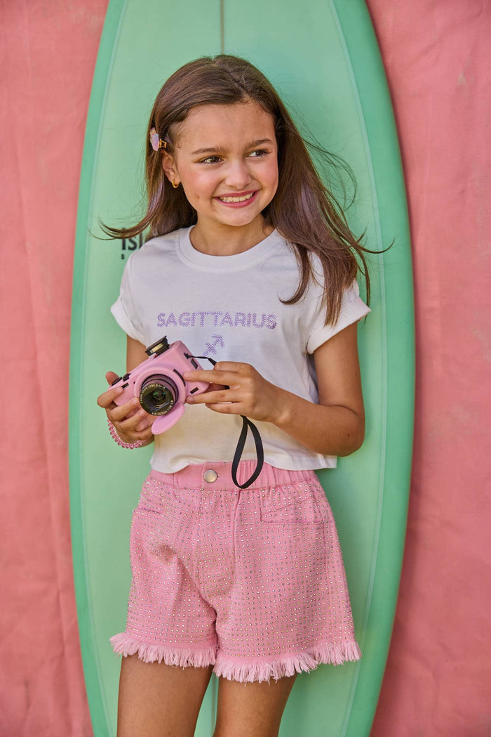 Lola + The Boys Tops Sagittarius / 4 Crystal Zodiac Baby Tee