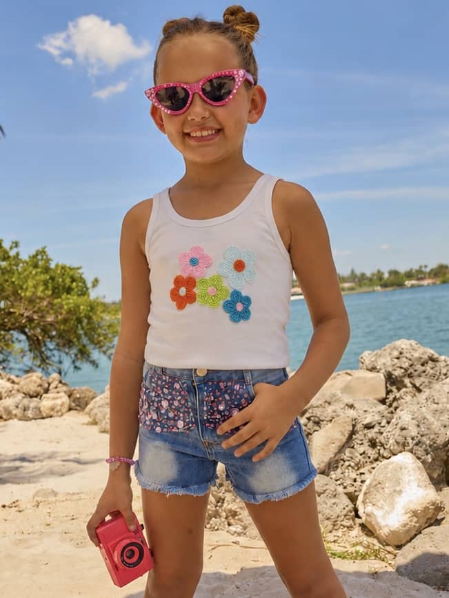 Lola + The Boys Tops Flower Pop Tank