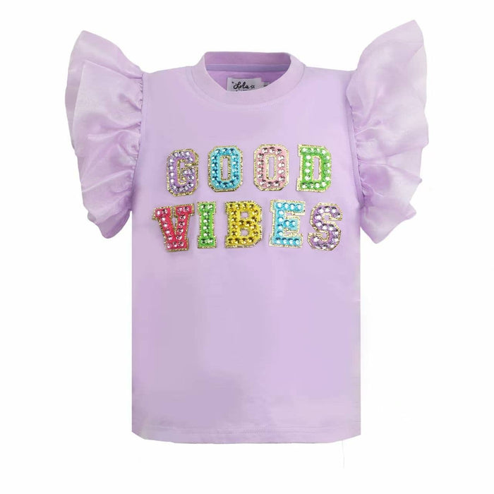 Lola + The Boys Tops Good Vibes Gem Ruffle Shirt