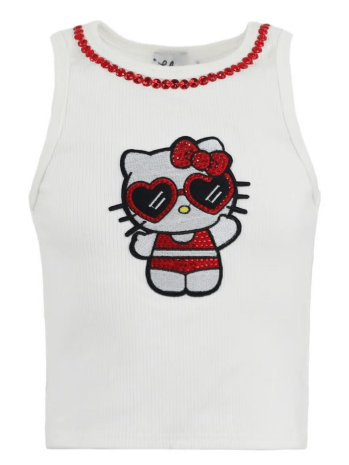 Lola + The Boys Tops Hello Kitty® Sparkle Heart Glasses Tank