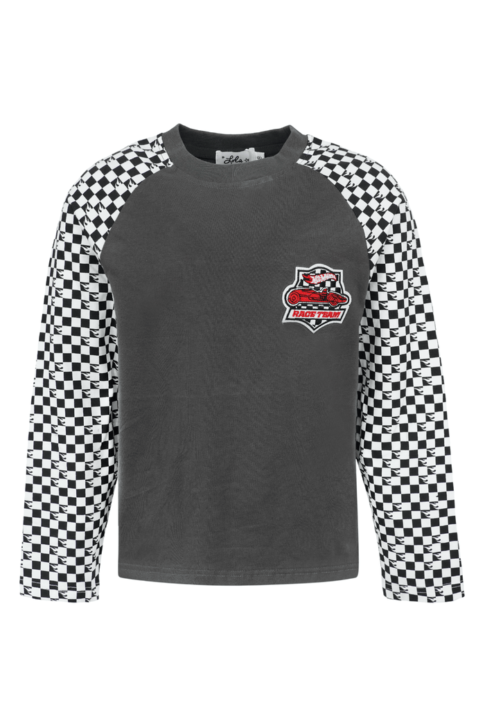 Lola + The Boys Tops 2 Hot Wheels™ Checker Raglan Tee