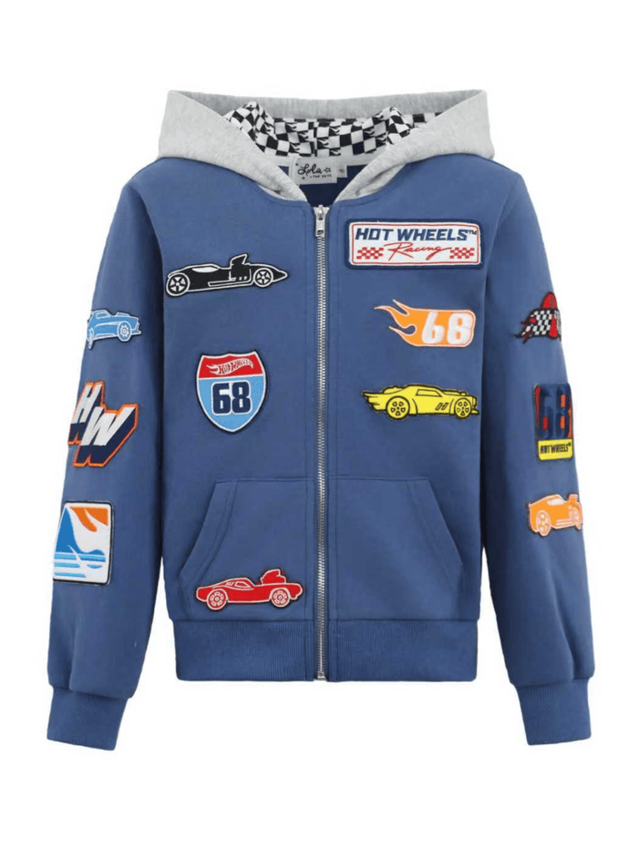 Lola + The Boys Tops Hot Wheels™ Patch Zip-Up Hoodie