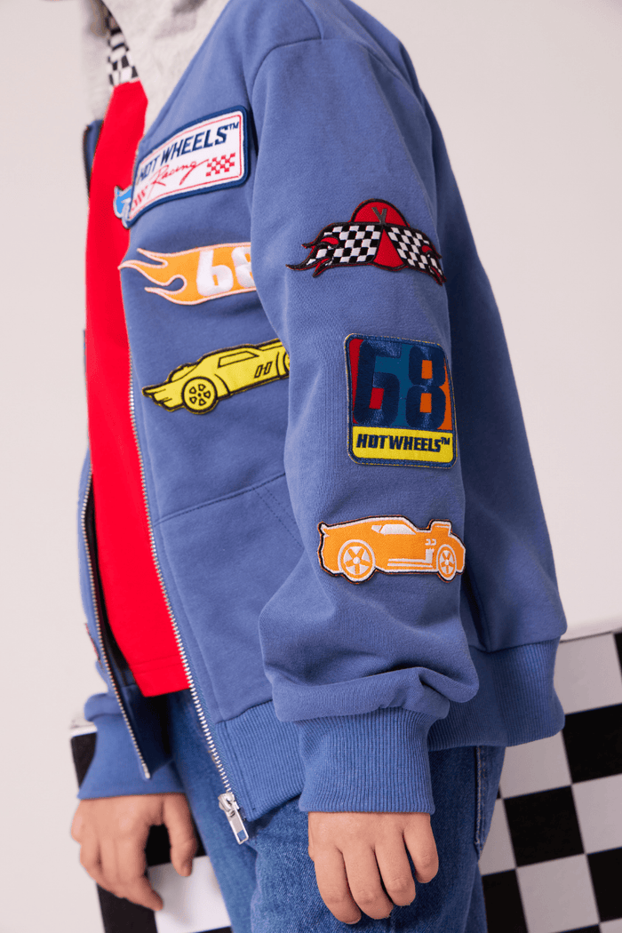 Lola + The Boys Tops Hot Wheels™ Patch Zip-Up Hoodie