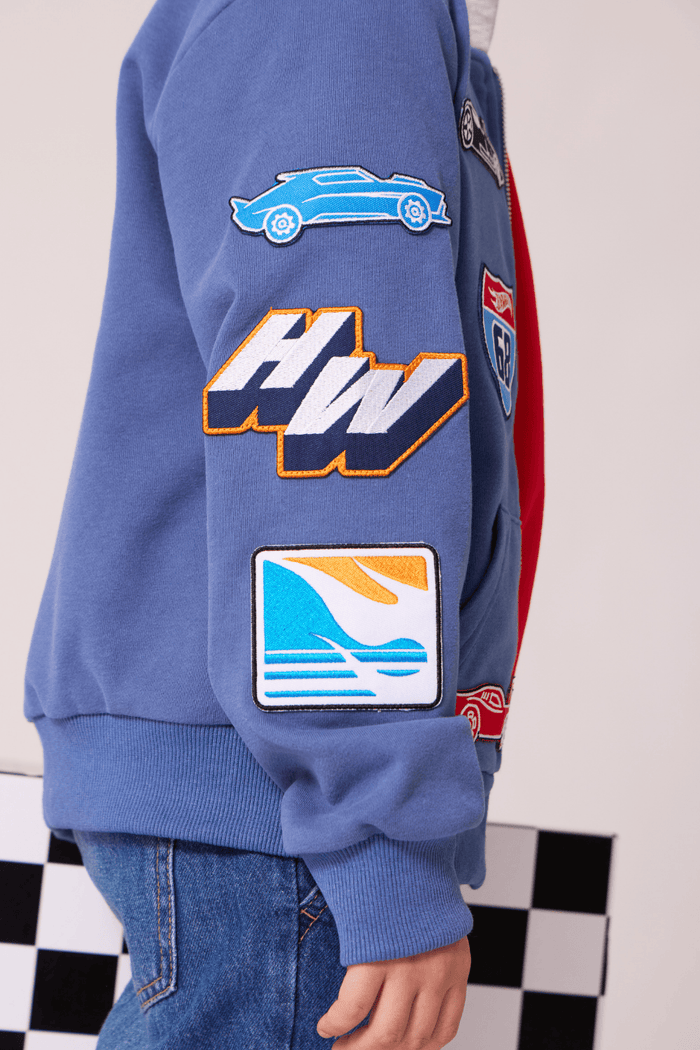 Lola + The Boys Tops Hot Wheels™ Patch Zip-Up Hoodie