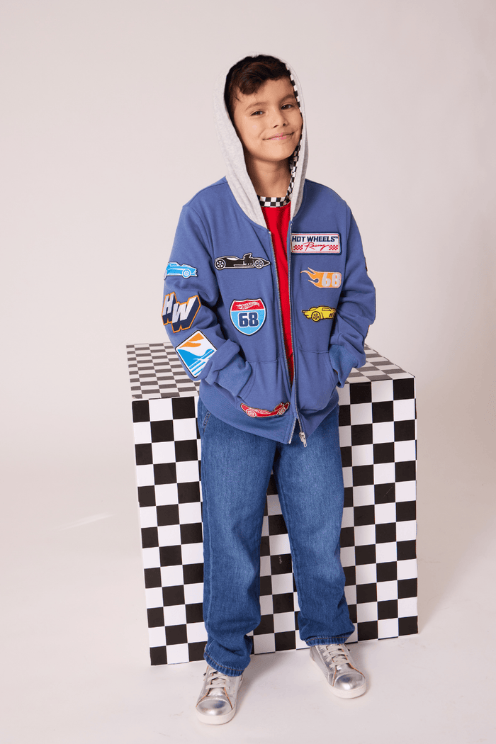 Lola + The Boys Tops Hot Wheels™ Patch Zip-Up Hoodie
