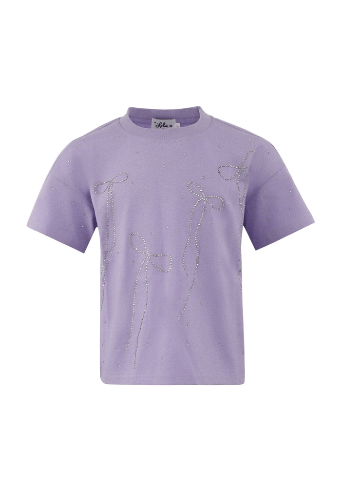 lola-new-arrival Tops Lavender Crystal Bows T-shirt