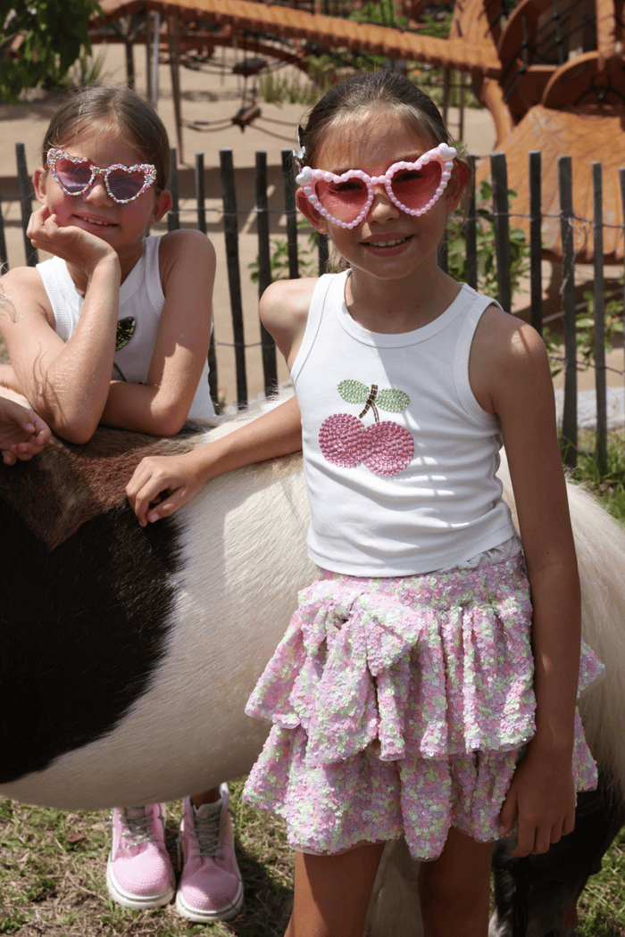 Lola and The Boys Tops 2 Pink Gem Cherry Tank
