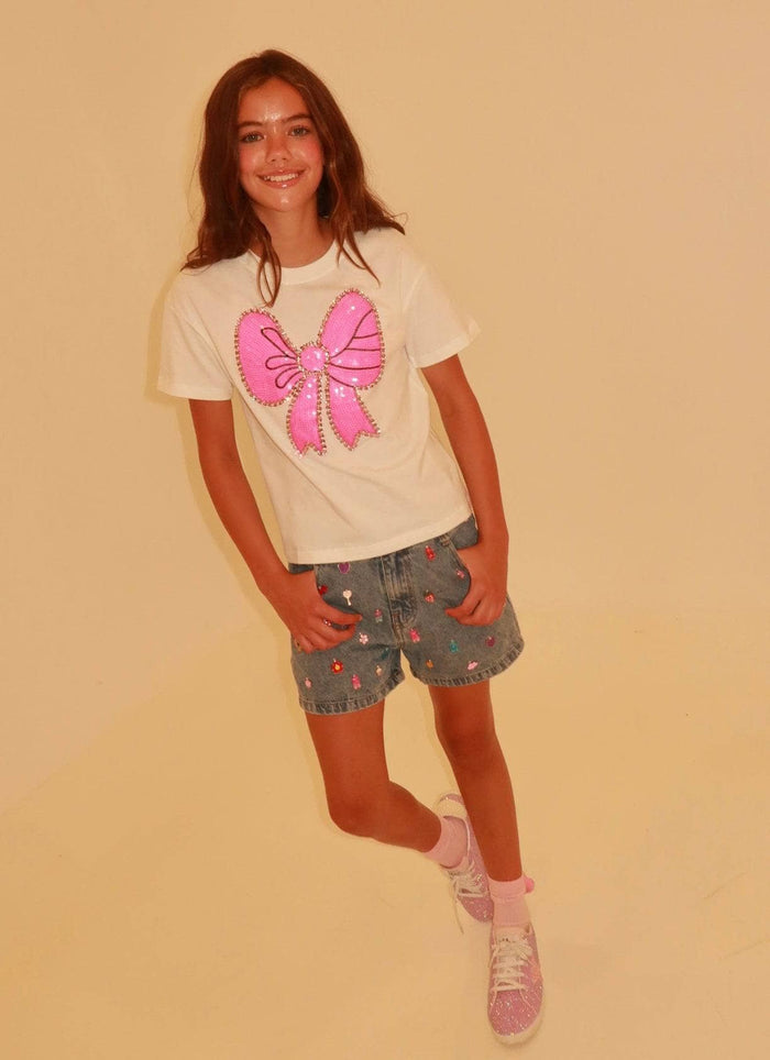 Lola + The Boys Tops Pinky Big Bow T-shirt