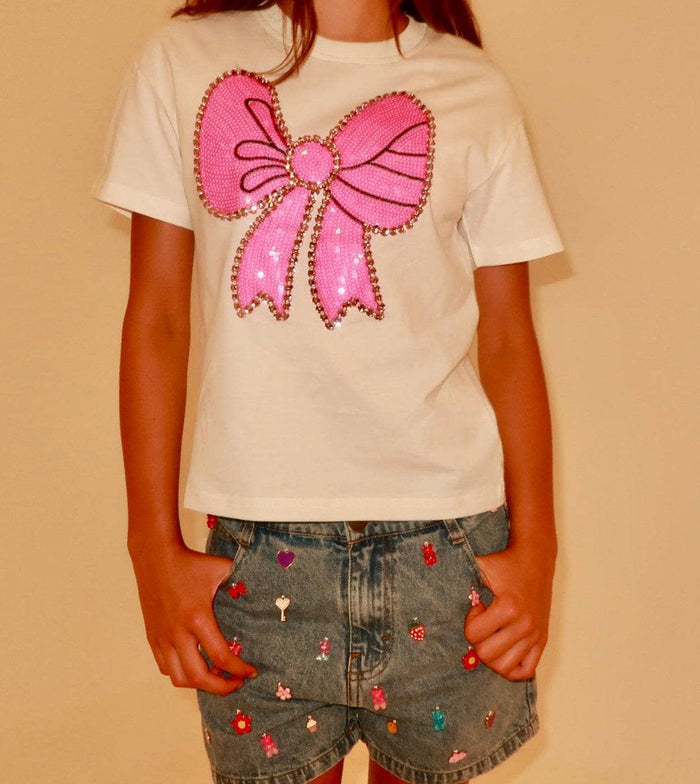 Lola + The Boys Tops Pinky Big Bow T-shirt