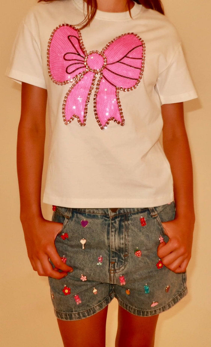 Lola + The Boys Tops Pinky Big Bow T-shirt