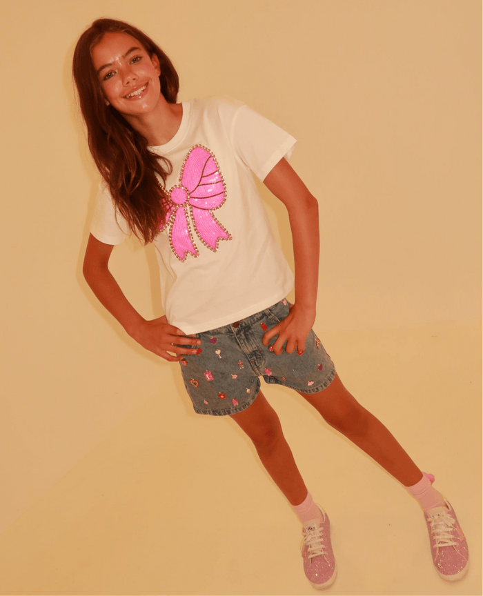 Lola + The Boys Tops Pinky Big Bow T-shirt