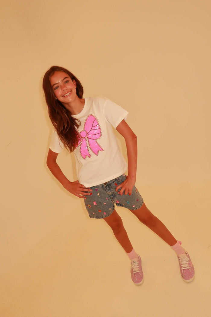 Lola + The Boys Tops Pinky Big Bow T-shirt