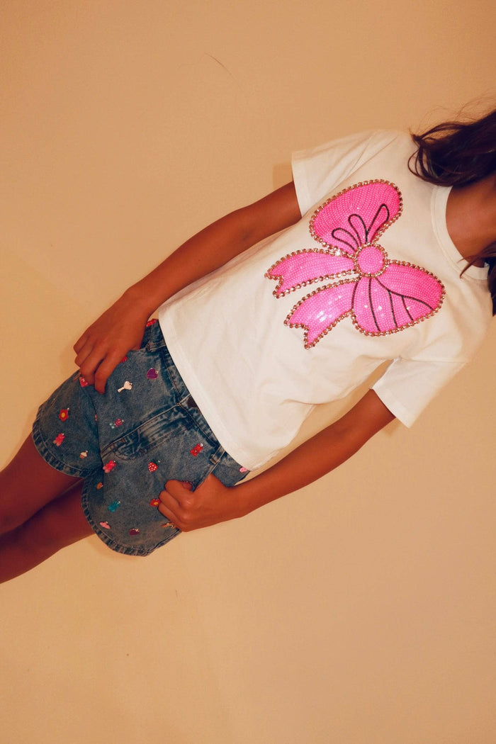 Lola + The Boys Tops Pinky Big Bow T-shirt
