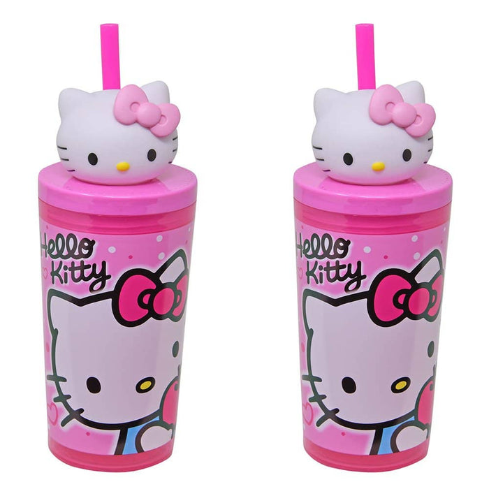 U.P.D. Toys Hello Kitty 12oz Straw Tumbler with Molded Head Topper