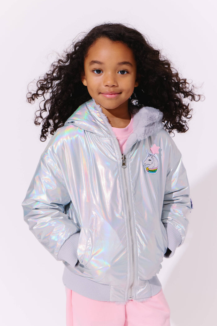 Lola + The Boys Unicorn Magic Hologram Puffer