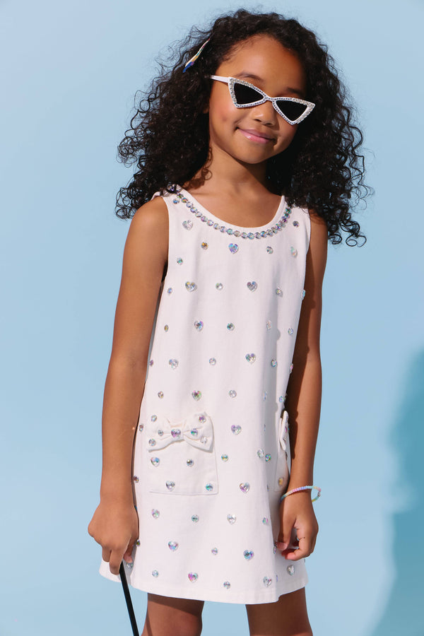 blue dress with white hearts MILLE Eloise Dress in Blue Hearts XL main image 1
