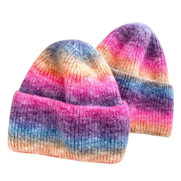 Free People-OMBRE STRIPE Rainbow Sunset Beanie Rainbow Ombre Beanie - Daily Disco main image 2