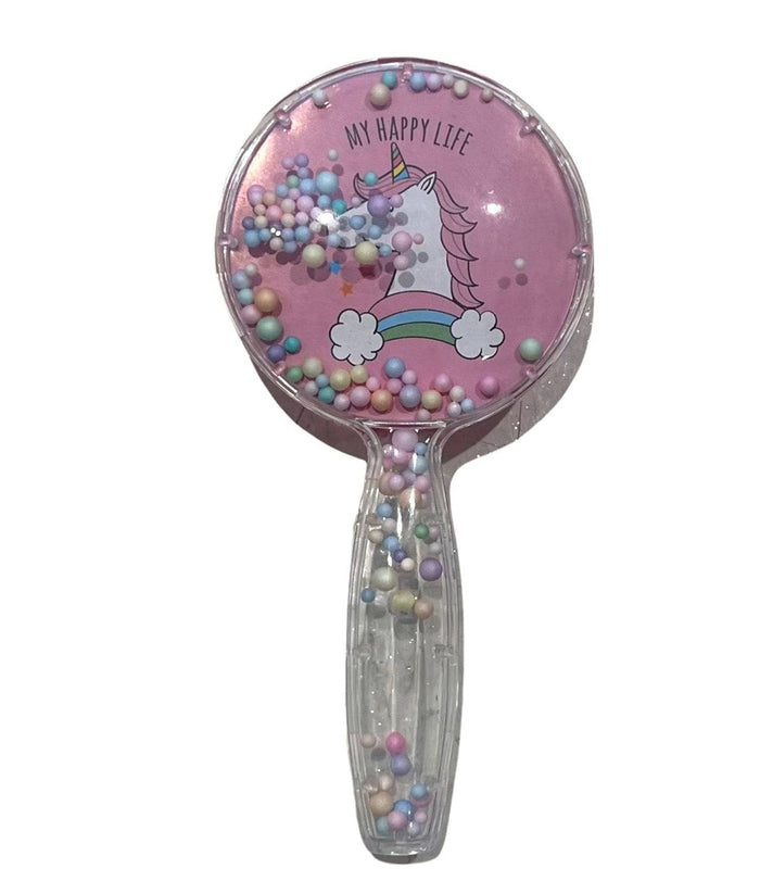 Lola + The Boys Pink rainbow unicorn Confetti round hair brush