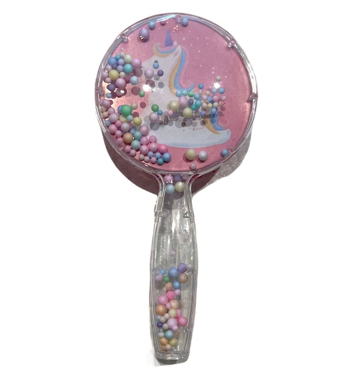 Lola + The Boys Pink happy unicorn Confetti round hair brush