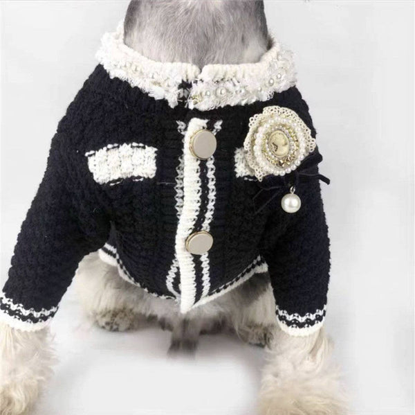 Coco & Pud New York Dog Sweater - Cream/ Navy