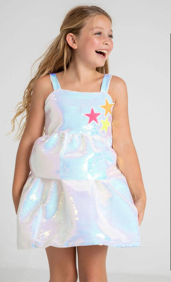 lola and the boys sequin dress Tiered Stars Sequin Dress