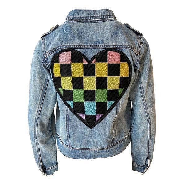 Lola + The Boys Beaded Crystal Fruit Crop Denim Jacket