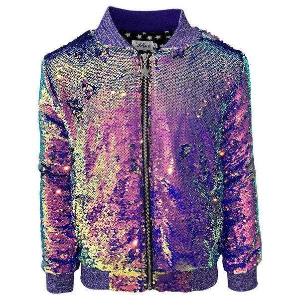 Women's Unicorn Satin Bomber, Adult Medium / Blue