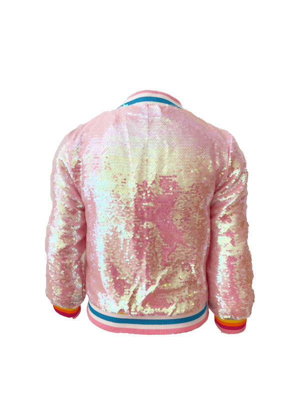 Lola + The Boys Jackets & Bombers Powder Puff Pink Sequin Bomber