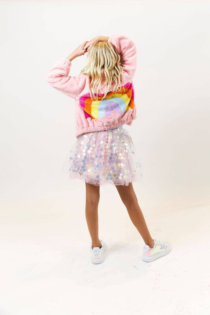 Lola + The Boys Jackets & Bombers Rainbow Faux Fur Coat